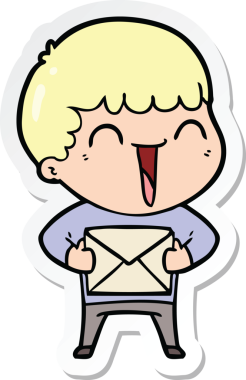 Bir insan tarafından çizilmiş mutlu bir adamın çıkartması.