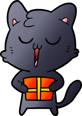 Bir insan tarafından çizilmiş bir çizgi film kedisi.