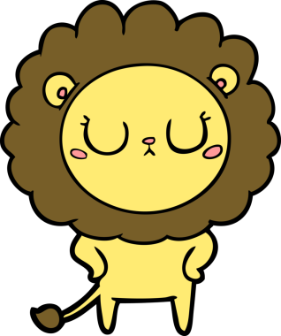 Bir insan tarafından çizilmiş çizgi film aslanı.