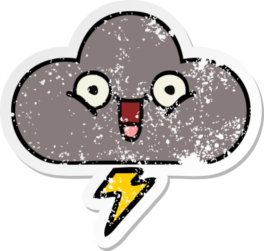 Bir insan tarafından çizilmiş tatlı bir karikatür fırtına bulutunun sıkıntılı çıkartması