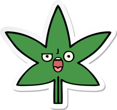 Bir insan tarafından çizilmiş marihuana yaprağının çıkartması.