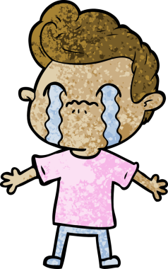 Bir insan tarafından çizilmiş ağlayan çizgi film adamı.