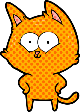 Bir insan tarafından çizilmiş çizgi film kedisi.