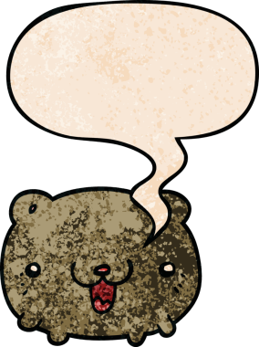 Komik çizgi film ayısı, insan tarafından çizilmiş eski moda konuşma baloncuğu.