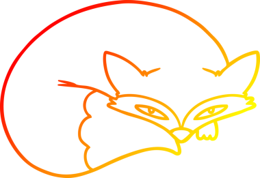 Bir insan tarafından çizilmiş kıvrımlı tilki çizgi çizimi