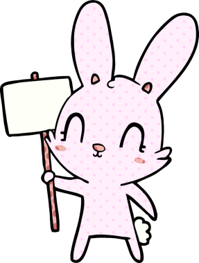 Bir insan tarafından çizilmiş şirin çizgi film tavşanı.