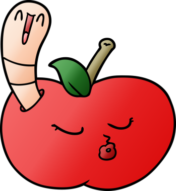 Bir insan tarafından çizilmiş elma solucanı.