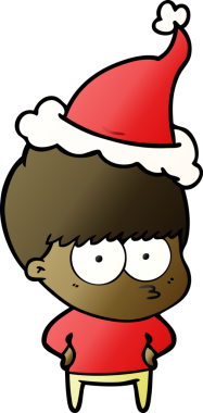 Bir insan tarafından çizilmiş Noel Baba şapkası takan bir çocuğun gradyan çizimi.