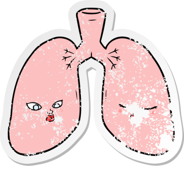 Bir insan tarafından çizilmiş karikatür akciğerlerinin sıkıntılı çıkartması.