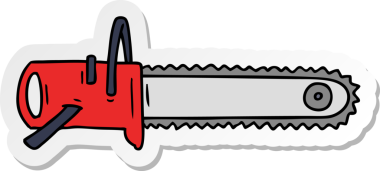 Bir insan tarafından çizilmiş bir testere için el çizimi karikatür karikatürü.