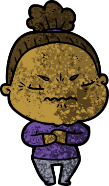 Çizgi film bir insan tarafından çizilmiş yaşlı bir kadın tarafından rahatsız edildi.