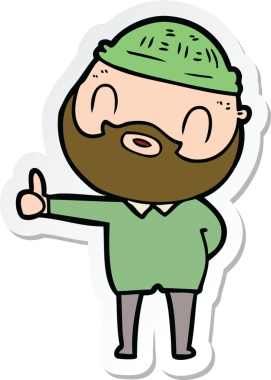 Bir insan tarafından çizilmiş sakallı bir adamın çıkartması.