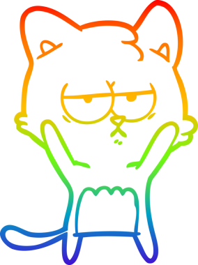 gökkuşağı gradyan çizimi bir insan tarafından çizilmiş sıkılmış çizgi film kedisi