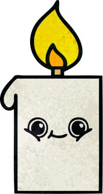 Bir insan tarafından çizilmiş yanan bir mumun retro grunge desen karikatürü