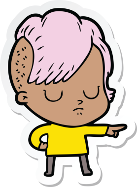 Bir insan tarafından çizilmiş bir karikatür kadının çıkartması.