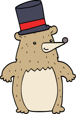 Bir insan tarafından çizilmiş silindir şapkalı bir ayı.