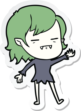 Bir insan tarafından çizilmiş ölümsüz vampir bir kızın çıkartması.