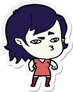 Bir insan tarafından çizilmiş vampir bir kızın çıkartması.