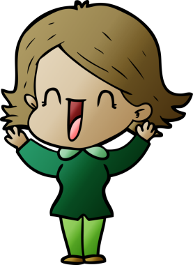 Bir insan tarafından çizilmiş mutlu bir kadın.