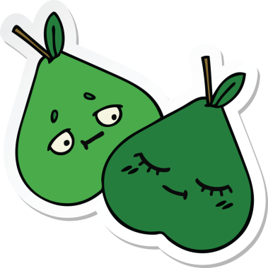 Bir insan tarafından çizilmiş şirin bir armutun çıkartması.