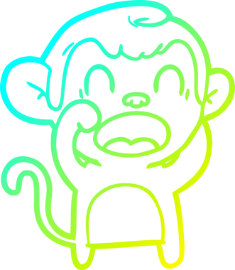 Bir insan tarafından çizilmiş bağıran çizgi film maymunu çizimi.