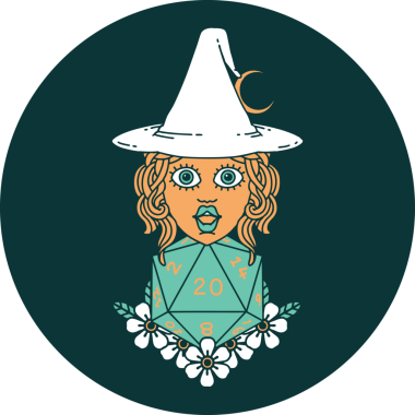 Bir insan tarafından çizilmiş 20 zarlı insan cadısının simgesi.