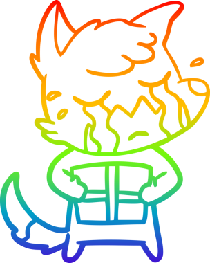 Ağlayan tilki çizgi filminin gökkuşağı gradyanı. Bir insan tarafından çizilmiş parsel.