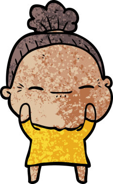 Bir insan tarafından çizilmiş barışçıl yaşlı bir kadın.