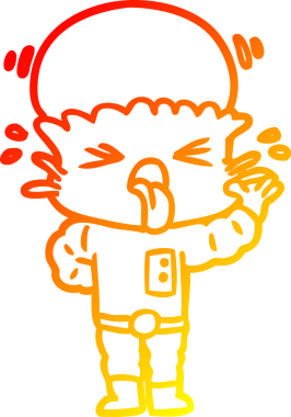 Bir insan tarafından çizilmiş iğrenç bir çizgi film uzaylısının sıcak çizgi çizimi.