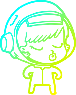 Bir çizgi film karakteri çizen soğuk gradyan bir insan tarafından çizilmiş güzel astronot kız.