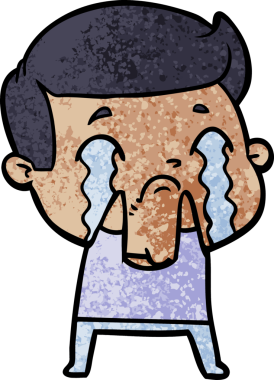 Bir insan tarafından çizilmiş ağlayan çizgi film adamı.