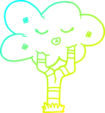 Bir insan tarafından çizilmiş karikatür ağacının soğuk gradyan çizimi