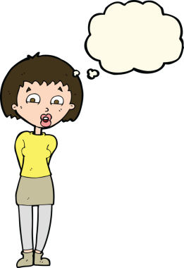 Bir insan tarafından çizilmiş düşünce balonlu bir karikatür.