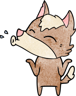 Bir insan tarafından çizilmiş uluyan kurt çizgi filmi.