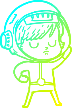 Bir insan tarafından çizilmiş soğuk gradyan çizgili astronot kadın çizimi.