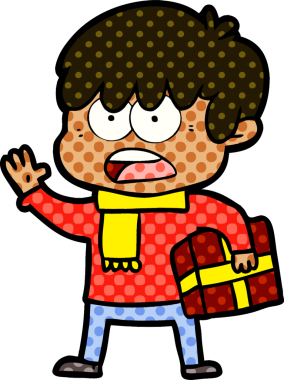 Bir insan tarafından çizilmiş endişeli çizgi film çocuğu.