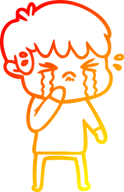 Bir insan tarafından çizilmiş, ağlayan bir çizgi film çocuğu çizimi.