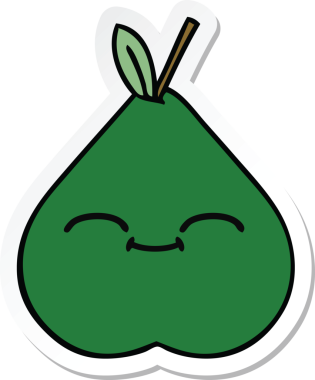 Bir insan tarafından çizilmiş şirin bir armut çıkartması.