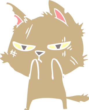 sert düz renkli çizgi film kedisi bir insan tarafından çizilmiş.