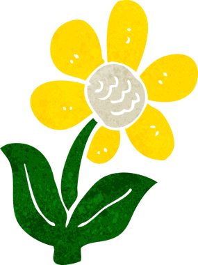 Bir insan tarafından çizilmiş karikatür çiçeği