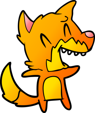 Bir insan tarafından çizilmiş gülen tilki çizgi filmi.