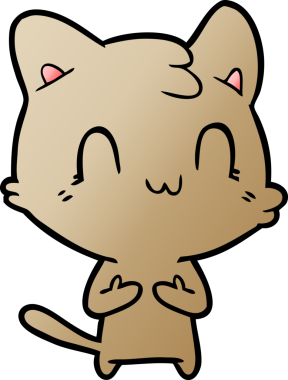 Bir insan tarafından çizilmiş mutlu bir kedi.