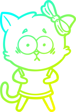 Bir insan tarafından çizilen çizgi film kedisinin soğuk gradyan çizgisi.