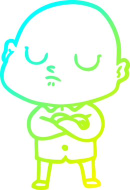 Bir insan tarafından çizilmiş kel bir adamın soğuk çizgi çizimi.