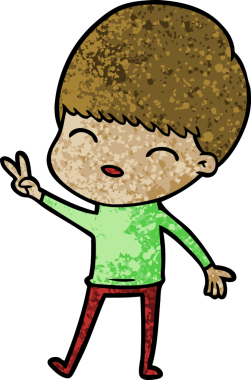 Bir insan tarafından çizilmiş mutlu çizgi film çocuğu.