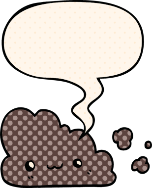 Bir insan tarafından çizilmiş çizgi roman tarzında konuşma baloncuğu olan şirin bir çizgi film bulutu.