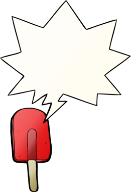 bir insan tarafından çizilmiş yumuşak eğimli konuşma baloncuklu buz lolipopu.