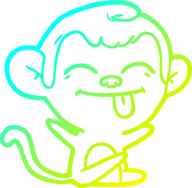 Bir insan tarafından çizilmiş komik bir çizgi maymunun soğuk eğim çizgisi.