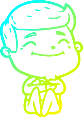 Bir insan tarafından çizilmiş mutlu bir çizgi film karakteri çizimi.