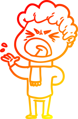 Bir insan tarafından çizilmiş kızgın bir adamın çizgi film çizimi.